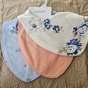 Carter's 3-Pack Bandana Bibs - Blue, Peach, Cream Floral
